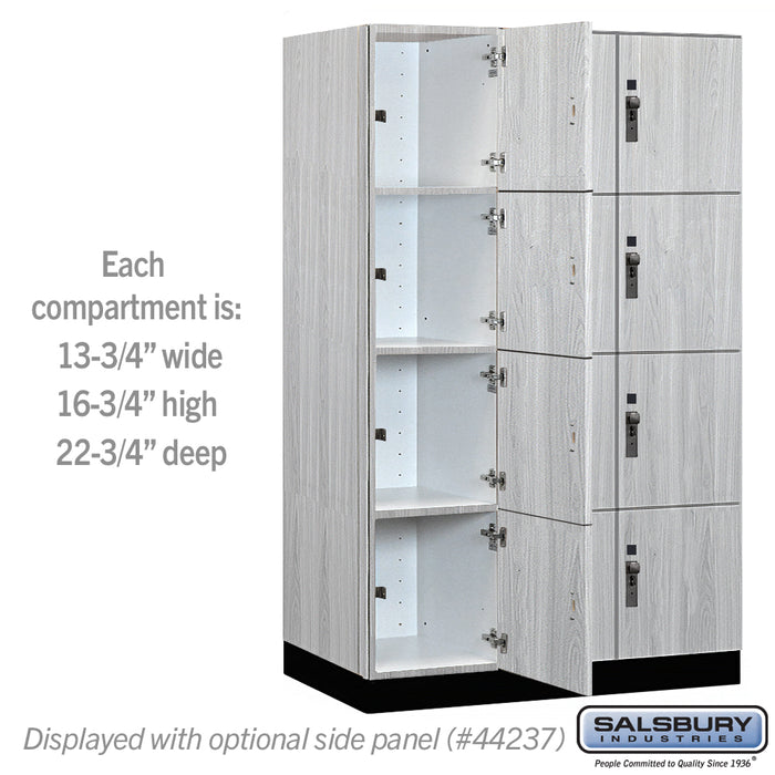 Salsbury 15" Wide Premier Wood Locker - Four Tier - 3 Wide - 6 Feet High - 24" Deep - Silver Teak - Hasps - Sweatfully