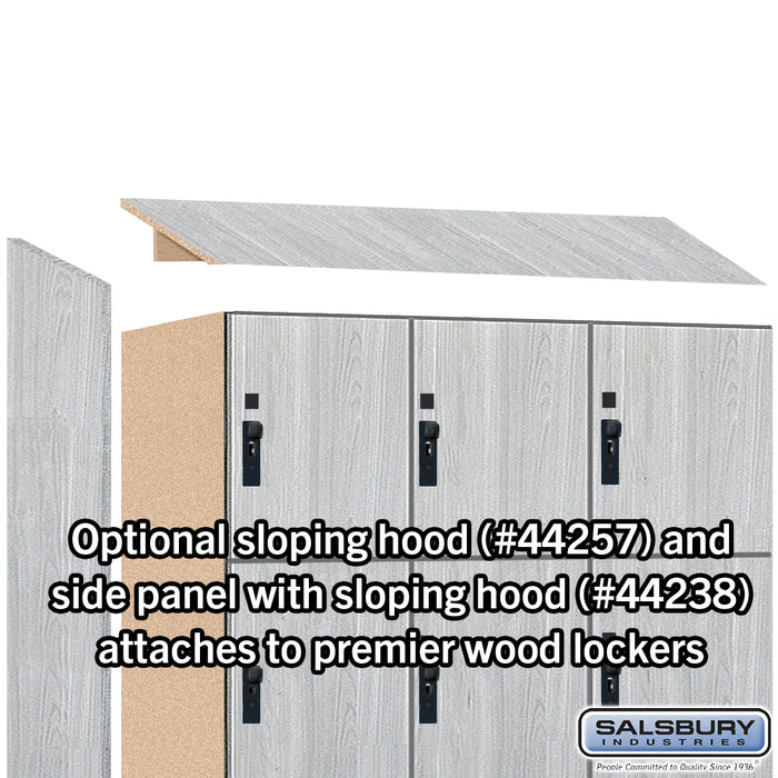 Salsbury 15" Wide Premier Wood Locker - Four Tier - 3 Wide - 6 Feet High - 24" Deep - Silver Teak - Hasps - Sweatfully