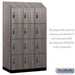 Salsbury 15" Wide Premier Wood Locker - Four Tier - 3 Wide - 6 Feet High - 24" Deep - Skyline Walnut - Resettable Combination Locks - Sweatfully