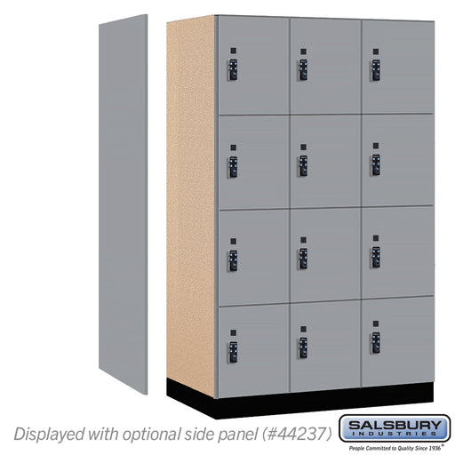 Salsbury 15" Wide Premier Wood Locker - Four Tier - 3 Wide - 6 Feet High - 24" Deep - Winter Fog - Resettable Combination Locks - Sweatfully