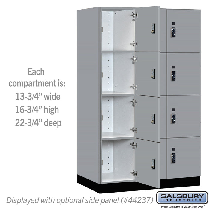 Salsbury 15" Wide Premier Wood Locker - Four Tier - 3 Wide - 6 Feet High - 24" Deep - Winter Fog - Resettable Combination Locks - Sweatfully