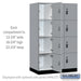Salsbury 15" Wide Premier Wood Locker - Four Tier - 3 Wide - 6 Feet High - 24" Deep - Winter Fog - Resettable Combination Locks - Sweatfully