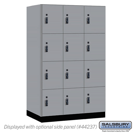 Salsbury 15" Wide Premier Wood Locker - Four Tier - 3 Wide - 6 Feet High - 24" Deep - Winter Fog - Resettable Combination Locks - Sweatfully