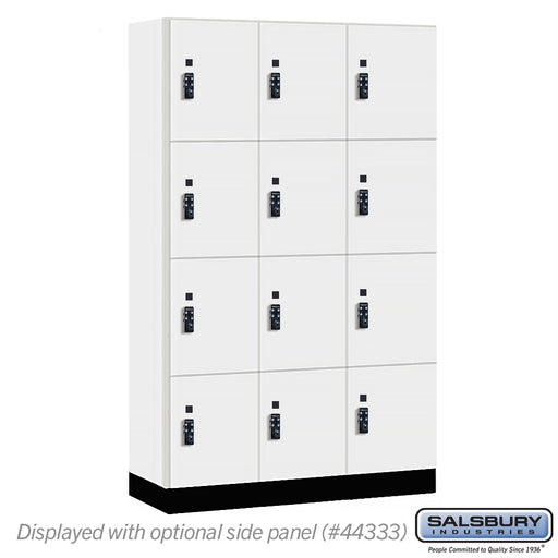 Salsbury 15" Wide Premier Wood Locker - Four Tier - 3 Wide - 6 Feet High - 18" Deep - Arctic White - Resettable Combination Locks - Sweatfully