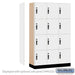 Salsbury 15" Wide Premier Wood Locker - Four Tier - 3 Wide - 6 Feet High - 18" Deep - Arctic White - Hasps - Sweatfully