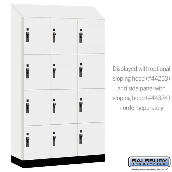 Salsbury 15" Wide Premier Wood Locker - Four Tier - 3 Wide - 6 Feet High - 18" Deep - Arctic White - Hasps - Sweatfully