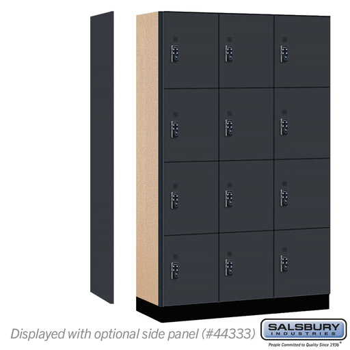 Salsbury 15" Wide Premier Wood Locker - Four Tier - 3 Wide - 6 Feet High - 18" Deep - Carbon Mesh - Resettable Combination Locks - Sweatfully