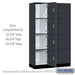 Salsbury 15" Wide Premier Wood Locker - Four Tier - 3 Wide - 6 Feet High - 18" Deep - Carbon Mesh - Resettable Combination Locks - Sweatfully