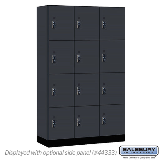 Salsbury 15" Wide Premier Wood Locker - Four Tier - 3 Wide - 6 Feet High - 18" Deep - Carbon Mesh - Resettable Combination Locks - Sweatfully