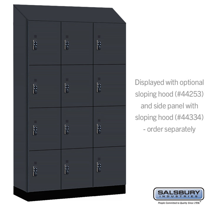 Salsbury 15" Wide Premier Wood Locker - Four Tier - 3 Wide - 6 Feet High - 18" Deep - Carbon Mesh - Resettable Combination Locks - Sweatfully