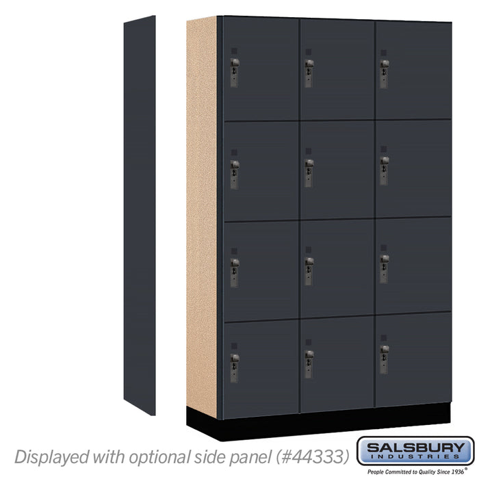 Salsbury 15" Wide Premier Wood Locker - Four Tier - 3 Wide - 6 Feet High - 18" Deep - Carbon Mesh - Hasps - Sweatfully