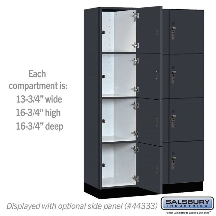 Salsbury 15" Wide Premier Wood Locker - Four Tier - 3 Wide - 6 Feet High - 18" Deep - Carbon Mesh - Hasps - Sweatfully