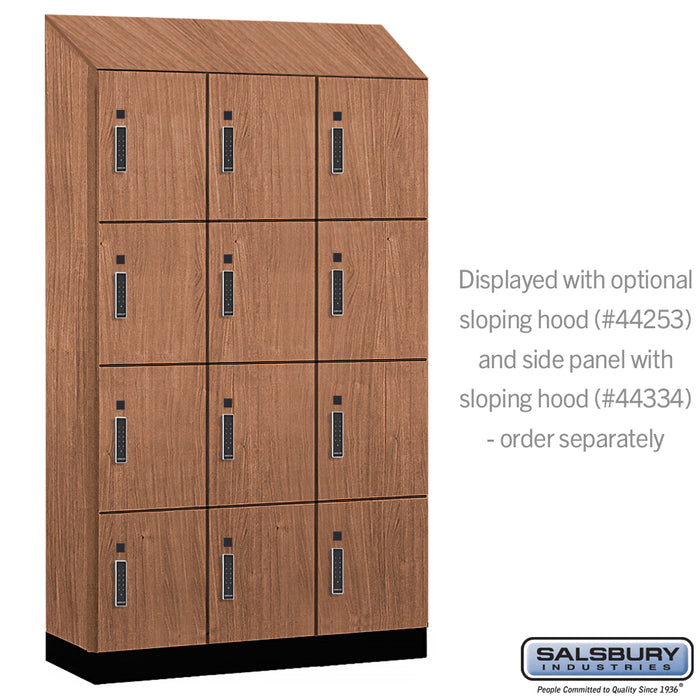 Salsbury 15" Wide Premier Wood Locker - Four Tier - 3 Wide - 6 Feet High - 18" Deep - Red Oak - Electronic Locks - Sweatfully