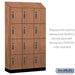 Salsbury 15" Wide Premier Wood Locker - Four Tier - 3 Wide - 6 Feet High - 18" Deep - Red Oak - Electronic Locks - Sweatfully