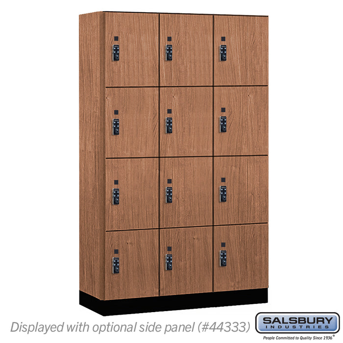 Salsbury 15" Wide Premier Wood Locker - Four Tier - 3 Wide - 6 Feet High - 18" Deep - Red Oak - Resettable Combination Locks - Sweatfully