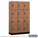 Salsbury 15" Wide Premier Wood Locker - Four Tier - 3 Wide - 6 Feet High - 18" Deep - Red Oak - Resettable Combination Locks - Sweatfully