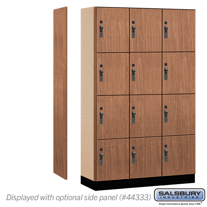 Salsbury 15" Wide Premier Wood Locker - Four Tier - 3 Wide - 6 Feet High - 18" Deep - Red Oak - Hasps - Sweatfully