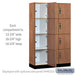 Salsbury 15" Wide Premier Wood Locker - Four Tier - 3 Wide - 6 Feet High - 18" Deep - Red Oak - Hasps - Sweatfully