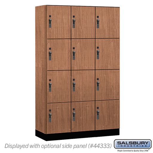 Salsbury 15" Wide Premier Wood Locker - Four Tier - 3 Wide - 6 Feet High - 18" Deep - Red Oak - Hasps - Sweatfully