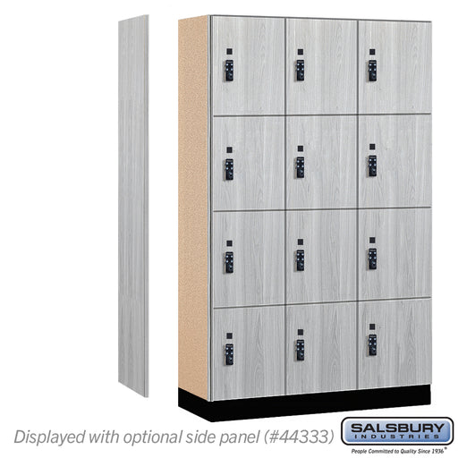 Salsbury 15" Wide Premier Wood Locker - Four Tier - 3 Wide - 6 Feet High - 18" Deep - Silver Teak - Resettable Combination Locks - Sweatfully