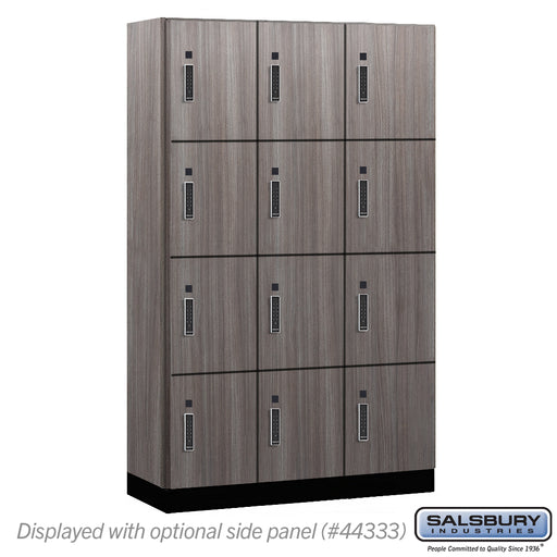 Salsbury 15" Wide Premier Wood Locker - Four Tier - 3 Wide - 6 Feet High - 18" Deep - Skyline Walnut - Electronic Locks - Sweatfully