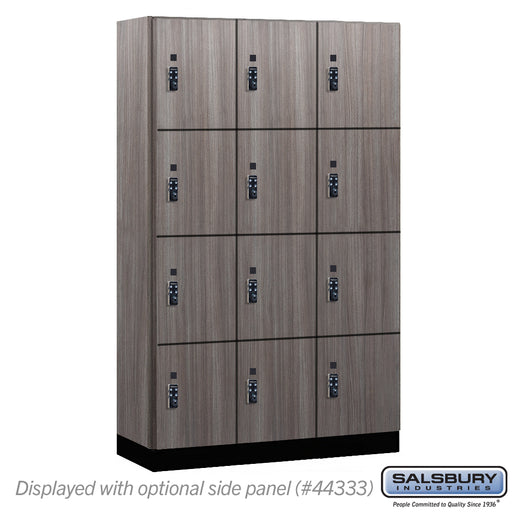 Salsbury 15" Wide Premier Wood Locker - Four Tier - 3 Wide - 6 Feet High - 18" Deep - Skyline Walnut - Resettable Combination Locks - Sweatfully