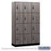 Salsbury 15" Wide Premier Wood Locker - Four Tier - 3 Wide - 6 Feet High - 18" Deep - Skyline Walnut - Resettable Combination Locks - Sweatfully