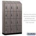Salsbury 15" Wide Premier Wood Locker - Four Tier - 3 Wide - 6 Feet High - 18" Deep - Skyline Walnut - Resettable Combination Locks - Sweatfully
