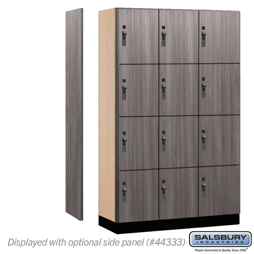 Salsbury 15" Wide Premier Wood Locker - Four Tier - 3 Wide - 6 Feet High - 18" Deep - Skyline Walnut - Hasps - Sweatfully