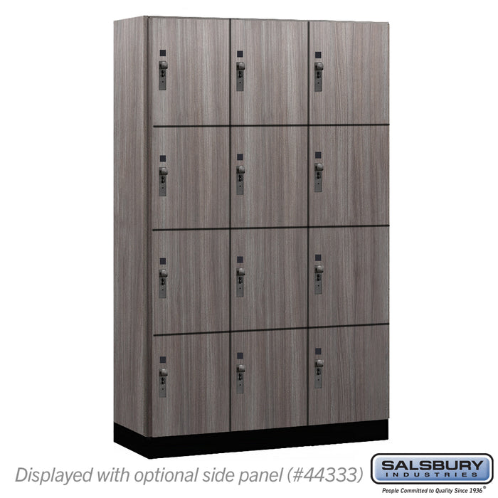 Salsbury 15" Wide Premier Wood Locker - Four Tier - 3 Wide - 6 Feet High - 18" Deep - Skyline Walnut - Hasps - Sweatfully