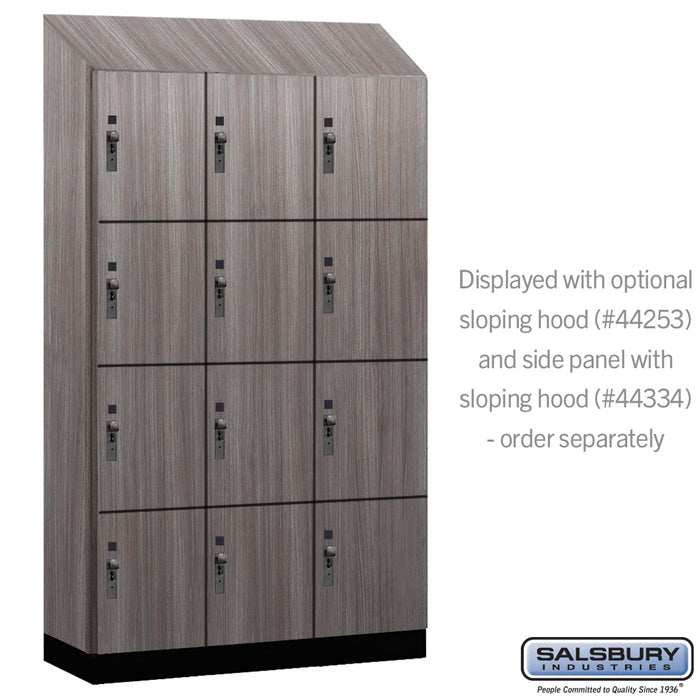 Salsbury 15" Wide Premier Wood Locker - Four Tier - 3 Wide - 6 Feet High - 18" Deep - Skyline Walnut - Hasps - Sweatfully