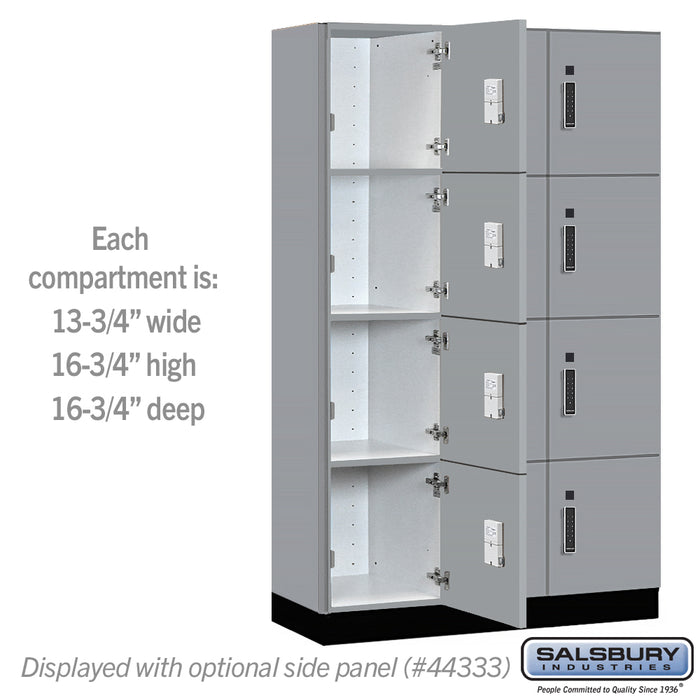 Salsbury 15" Wide Premier Wood Locker - Four Tier - 3 Wide - 6 Feet High - 18" Deep - Winter Fog - Electronic Locks - Sweatfully
