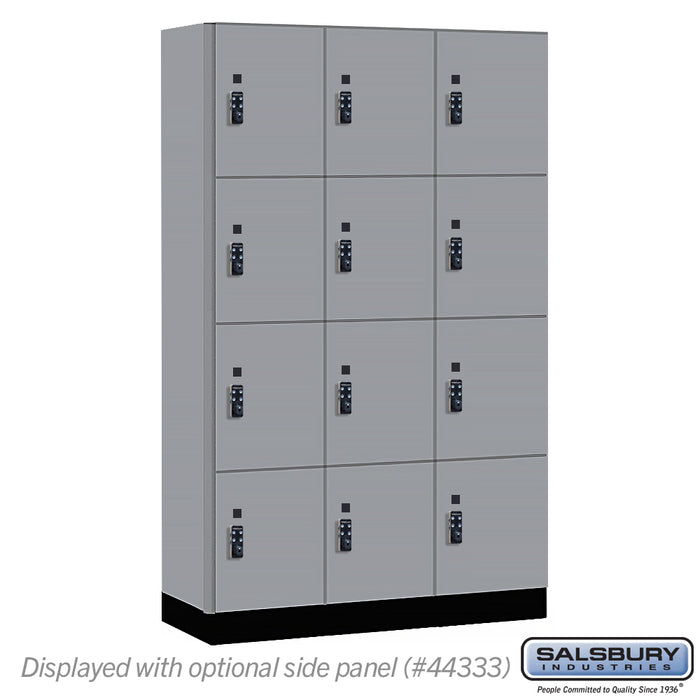 Salsbury 15" Wide Premier Wood Locker - Four Tier - 3 Wide - 6 Feet High - 18" Deep - Winter Fog - Resettable Combination Locks - Sweatfully