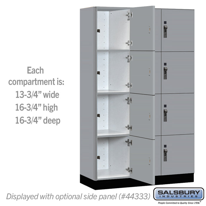 Salsbury 15" Wide Premier Wood Locker - Four Tier - 3 Wide - 6 Feet High - 18" Deep - Winter Fog - Hasps - Sweatfully
