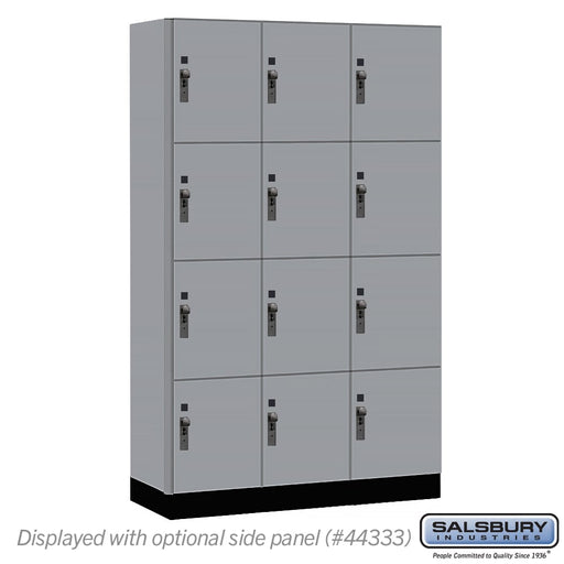Salsbury 15" Wide Premier Wood Locker - Four Tier - 3 Wide - 6 Feet High - 18" Deep - Winter Fog - Hasps - Sweatfully