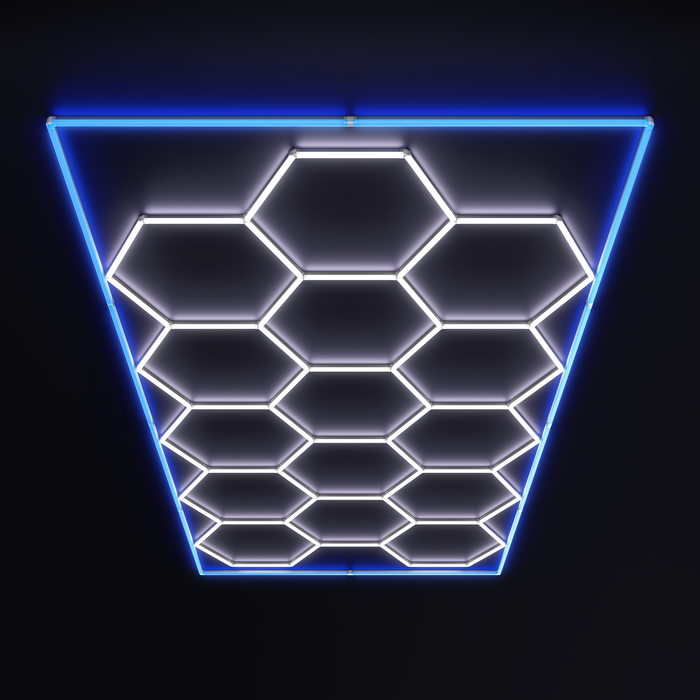 HexGlow Lighting 15 Hex Kit With Blue Border (16' x 8') - Sweatfully