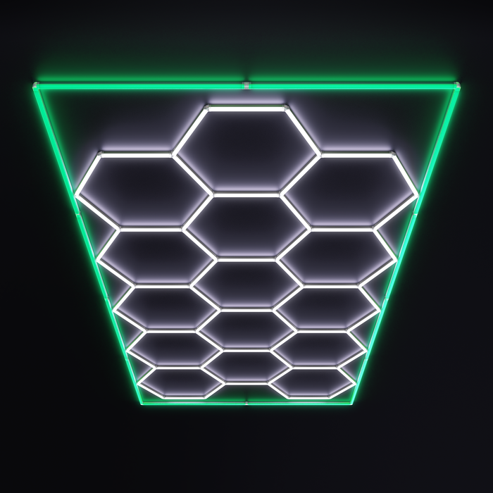 HexGlow Lighting 15 Hex Kit With Green Border (16' x 8') - Sweatfully