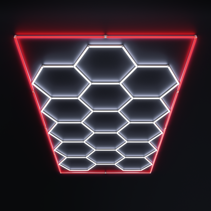 HexGlow Lighting 15 Hex Kit With Red Border (16' x 8') - Sweatfully