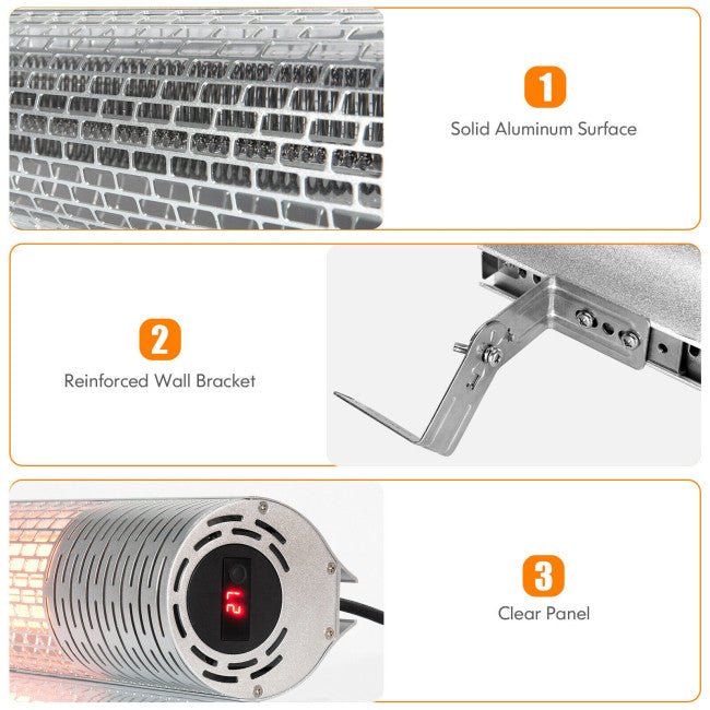 1500W Electric Indoor/Outdoor Waterproof Infrared Patio Heater W/ 2 Power Settings (91826957) - Sweatfully
