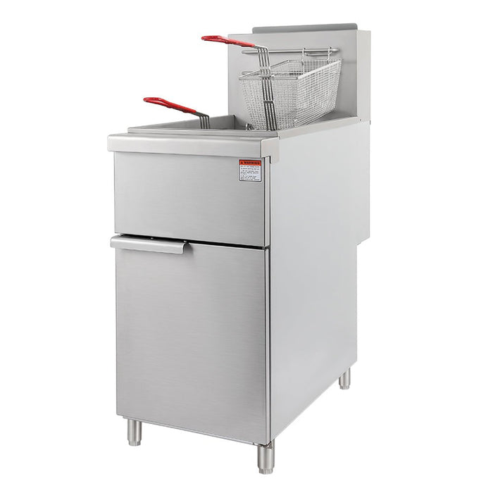 150K BTU Commercial Stainless Steel Gas Powered Floor Deep Fryer With Baskets, 90-95 LBS (95364271) - Sweatfully