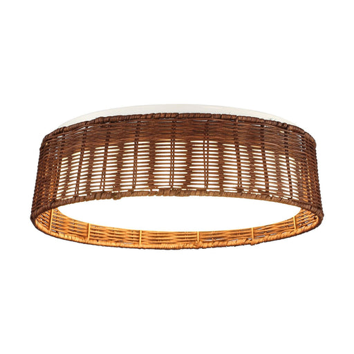 17" Traditional Brown Rattan Flush Mount Lighting with LED - Sweatfully