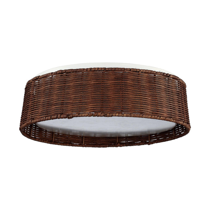 17" Traditional Brown Rattan Flush Mount Lighting with LED - Sweatfully