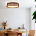 17" Traditional Brown Rattan Flush Mount Lighting with LED - Sweatfully