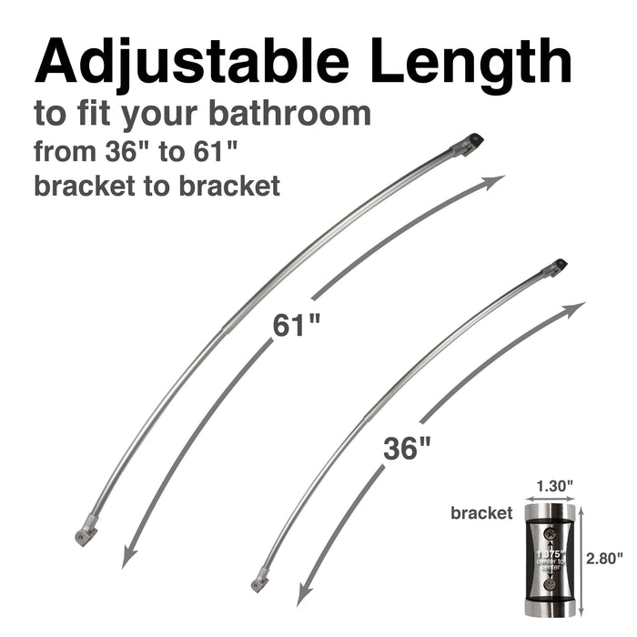 36 in. to 61 in. Curved Shower Rod (Brushed Nickel Finish) - Sweatfully