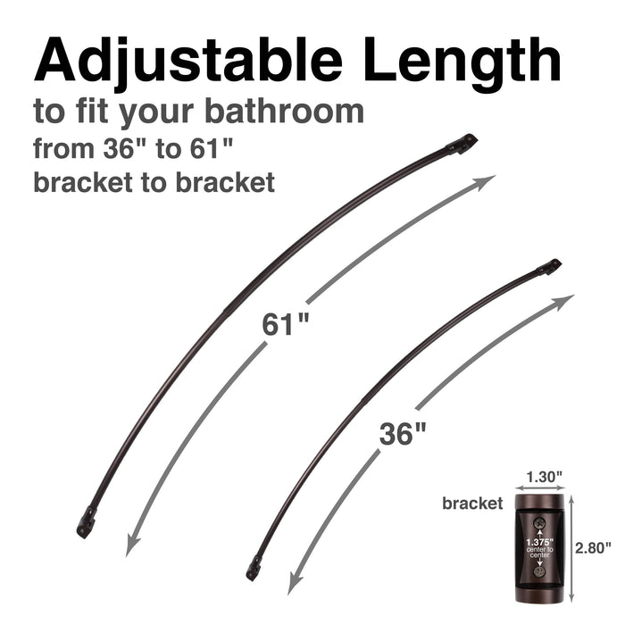 36 in. to 61 in. Curved Shower Rod (Oil-Rubbed Bronze Finish) - Sweatfully