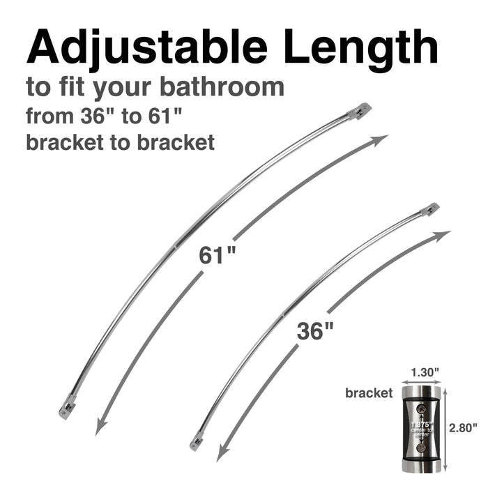 36 in. to 61 in. Curved Shower Rod (Chrome Finish) - Sweatfully