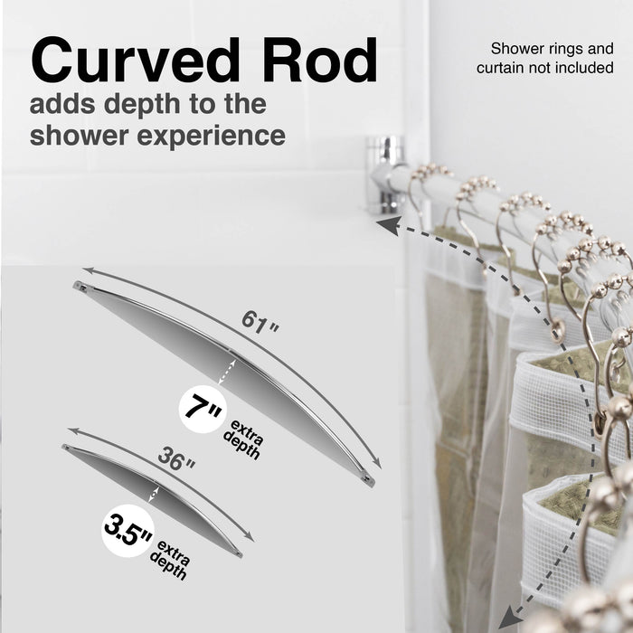36 in. to 61 in. Curved Shower Rod (Chrome Finish) - Sweatfully