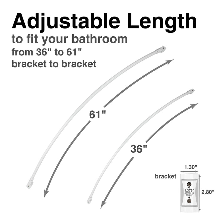 36 in. to 61 in. Curved Shower Rod (White Finish) - Sweatfully