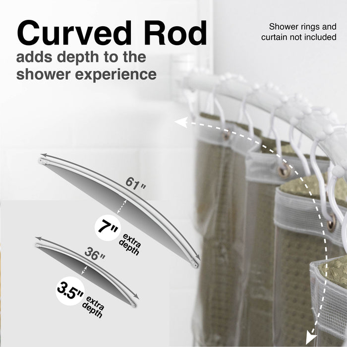 36 in. to 61 in. Curved Shower Rod (White Finish) - Sweatfully