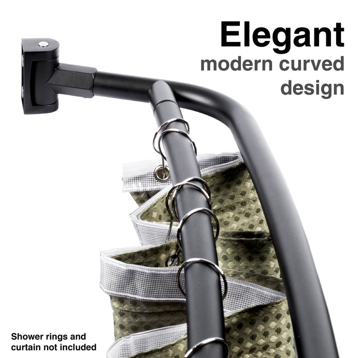 44 in. to 70 in. Double Curved Shower Rod (Matte Black Finish) - Sweatfully